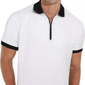 NEW TR Premium Zip Placket Polo for men White CVPL-49 Size Small